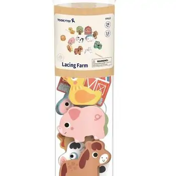 Tooky Toy Lacing Farm Animals Set - ხის განსავითარებელი სათამაშო შინაური ცხოველები, 2 image