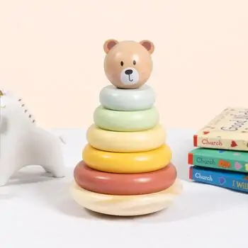 Tooky Toy Bear Tower - ხის განსავითარებელი სათამაშო კოშკი, 2 image