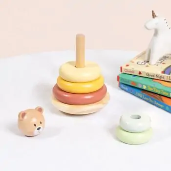 Tooky Toy Bear Tower - ხის განსავითარებელი სათამაშო კოშკი, 3 image