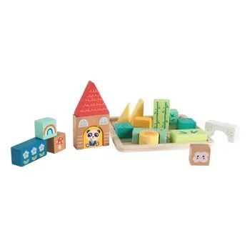 Tooky Toy Block Puzzle 19 PCS - ხის განსავითარებელი სათამაშო კუბიკები, 5 image
