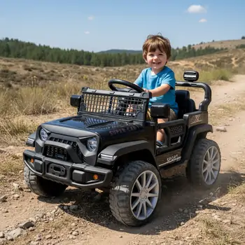 Off Road Super Car Black - ელექტრო მანქანა კაუჩუკის საბურავებით