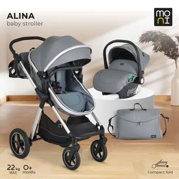 Moni 3 In 1 Set Alina Titanium-Grey - საბავშვო ტრანსფორმერი ეტლის კომპლექტი, 2 image