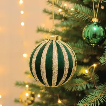 Green Flocked Ball  Hanging Decoration - ნაძვის ხის სათამაშო