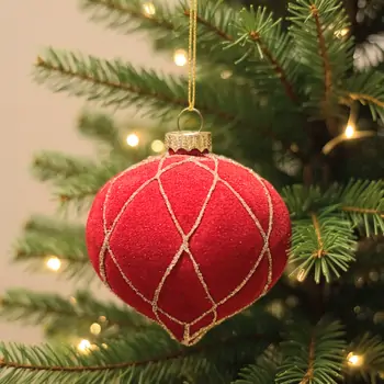 Velvet Ball Hanging Decoration Red - ნაძვის ხის სათამაშო