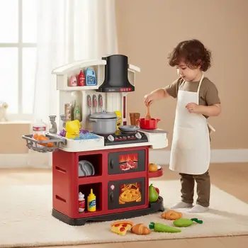 Kitchen Set With Light And Spray - სათამაშო სამზარეულო