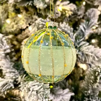 Green Glass Christmas Ball Hanging Decoration - ნაძვის ხის სათამაშო
