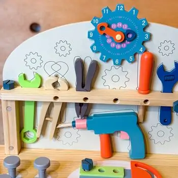 Wooden Workbench And Accessories - საბავშვო ხის სამუშაო მაგიდა და ხელსაწყოების ნაკრები, 4 image