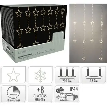 Curtain with Star Warm Led Lights - საახალწლო განათებები