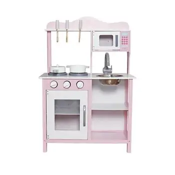 Classic Wooden Toy Kitchen Playset Pink - საბავშვო ხის სამზარეულო, 3 image