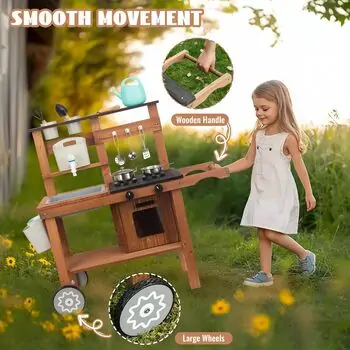 Wooden Outdoor Play Kitchen Set - საბავშვო ხის სამზარეულო, 7 image