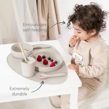 KikkaBoo Feeding set 5 pcs Platinum Silicone Sage  - საბავშვო ჭურჭლის ნაკრები, 8 image