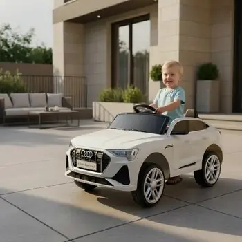 Licensed Audi Electric Car White - ელექტრო მანქანა კაუჩუკის საბურავებით