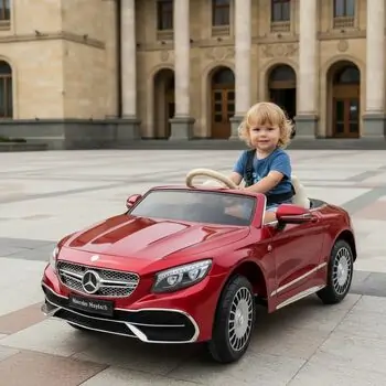Mercedes S650 Maybach Licensed Painted Wine Red - ელექტრო მანქანა კაუჩუკის საბურავებით