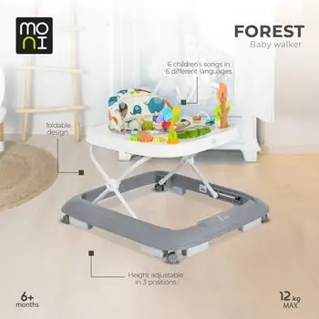 Moni Baby walker Forest grey - ჭოჭინა, 2 image