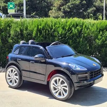 Porsche Electric Car Black - ელექტრო მანქანა კაუჩუკის საბურავებით