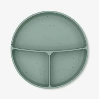 KikkaBoo Divided plate with suction base Platinum Silicone Sage - საბავშვო ჭურჭლის ნაკრები, 3 image