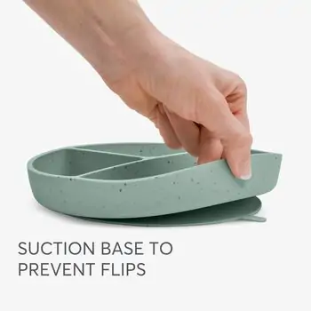 KikkaBoo Divided plate with suction base Platinum Silicone Sage - საბავშვო ჭურჭლის ნაკრები, 4 image