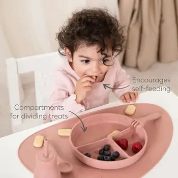 KikkaBoo Divided plate with suction base Platinum Silicone Sage - საბავშვო ჭურჭლის ნაკრები, 5 image
