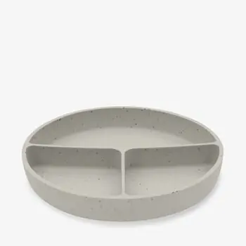 KikkaBoo Divided plate with suction base Platinum Silicone Sand  - საბავშვო ჭურჭლის ნაკრები