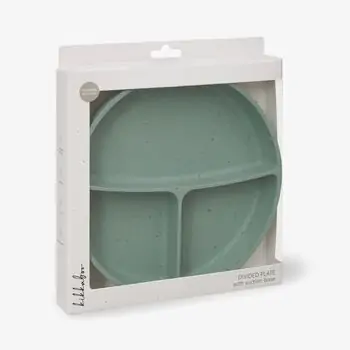 KikkaBoo Divided plate with suction base Platinum Silicone Sage - საბავშვო ჭურჭლის ნაკრები, 6 image