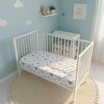 Yuar Baby Fitted Bedsheet 60x120x20cm White Hearts - ახალშობილის საწოლის ზეწარი, 3 image