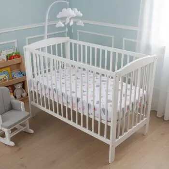 Yuar Baby Fitted Bedsheet 60x120x20cm White Hearts - ახალშობილის საწოლის ზეწარი, 2 image