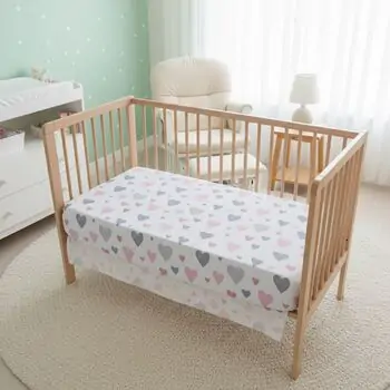 Yuar Baby Fitted Bedsheet 60x120x20cm White Hearts - ახალშობილის საწოლის ზეწარი