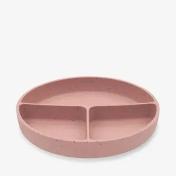 KikkaBoo Divided plate with suction base Platinum Silicone Blush - საბავშვო ჭურჭლის ნაკრები