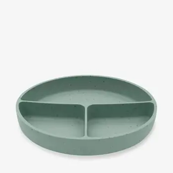 KikkaBoo Divided plate with suction base Platinum Silicone Sage - საბავშვო ჭურჭლის ნაკრები
