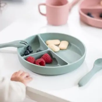 KikkaBoo Divided plate with suction base Platinum Silicone Blush - საბავშვო ჭურჭლის ნაკრები, 4 image