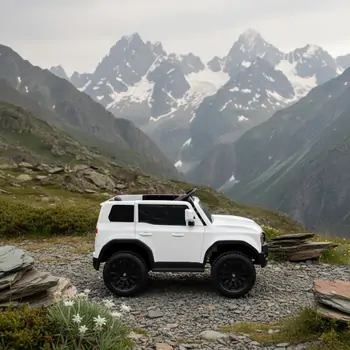 Land Cruiser Toyota Prado White - ელექტრო მანქანა კაუჩუკის საბურავებით, 3 image