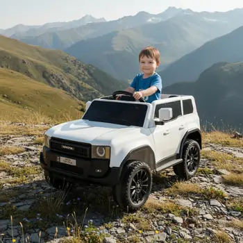 Land Cruiser Toyota Prado White - ელექტრო მანქანა კაუჩუკის საბურავებით