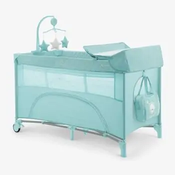 Kikkaboo Baby Cot 2 levels Nighty Night Mint - საბავშვო ორ დონიანი საწოლ-მანეჟი