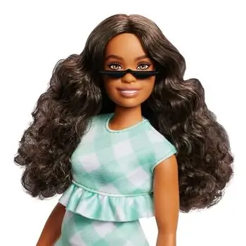 Barbie Fashionista Doll In Green Gingham Dress And Sunglasses - ბარბის თოჯინა, 3 image