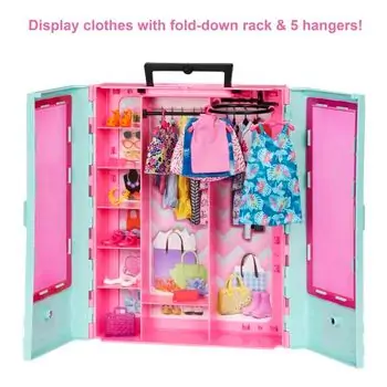 Barbie Closet Playset With 3 Outfits ბარბის ტანსაცმლის კარადა, 4 image