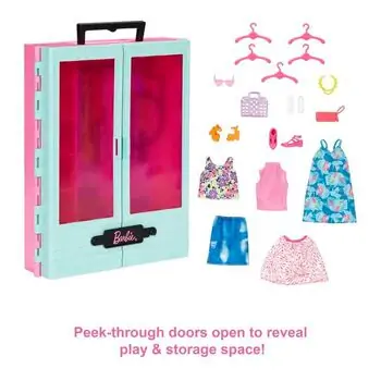 Barbie Closet Playset With 3 Outfits ბარბის ტანსაცმლის კარადა, 3 image