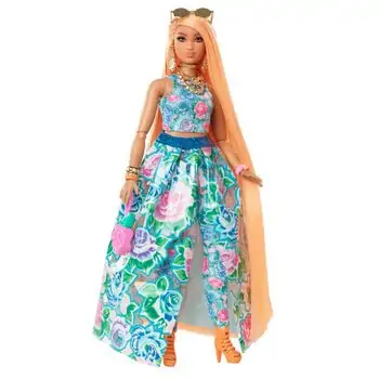 Barbie Extra Fancy Doll In Floral Dress  MTL-HHN14 სათამაშო მოდური თოჯინა აქსესუარებით, 3 image