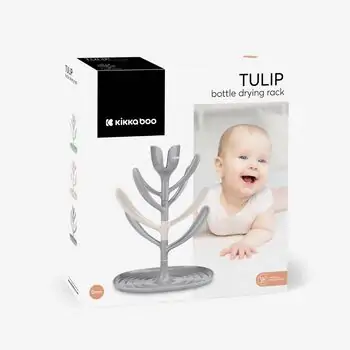 KikkaBoo Drying rack Tulip Grey - ახალშობილის საკვები აქსესუარების საშრობი, 2 image