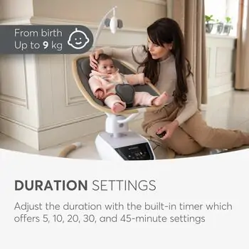 KikkaBoo Electrical swing BeeMoove Grey - საბავშვო ელექტრო შეზლონგი, 8 image