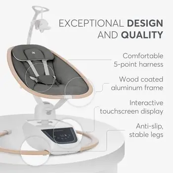 KikkaBoo Electrical swing BeeMoove Grey - საბავშვო ელექტრო შეზლონგი, 6 image