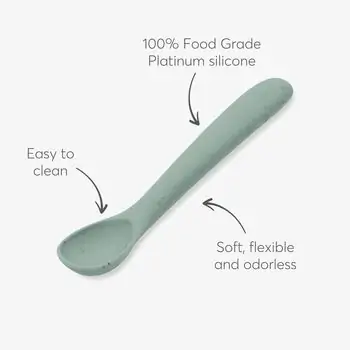 KikkaBoo Spoon Platinum Silicone Sage - საბავშვო კოვზი, 3 image