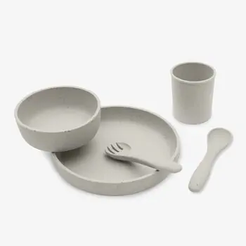 KikkaBoo Feeding set 5 pcs Platinum Silicone Sand - საბავშვო ჭურჭლის ნაკრები, 3 image
