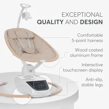 KikkaBoo Electrical swing BeeMoove Beige - საბავშვო ელექტრო შეზლონგი, 6 image