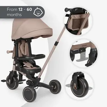 KikkaBoo Tricycle 8in1 Aluma Beige - საბავშვო ველო ეტლი, 7 image