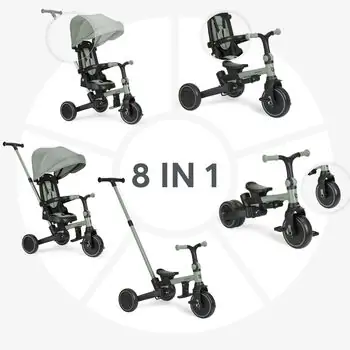 KikkaBoo Tricycle 8in1 Aluma Army Green - საბავშვო ველო ეტლი, 3 image