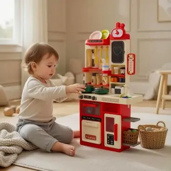 Home Kitchen Set With Spray Pink - სათამაშო სამზარეულო