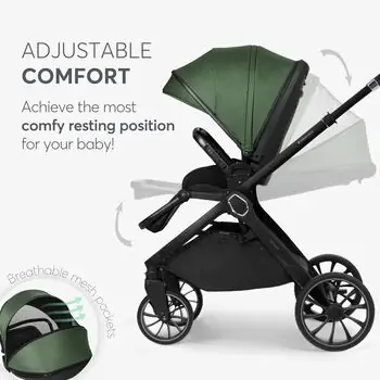 KikkaBoo Tiffany 4in1 Army Green With Extendable Car Seat საბავშვო ეტლის კომპლექტი, 5 image