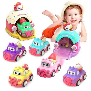 pull back car set with platform (6 pcs)-უკან დასაწევი მანქანების ნაკრები პლატფორმით (6 ცალი), 2 image