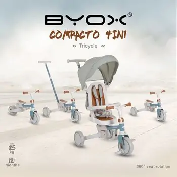 Byox Tricycle Compacto  4 in1 Blue - სასეირნო ველო-ეტლი, 18 image