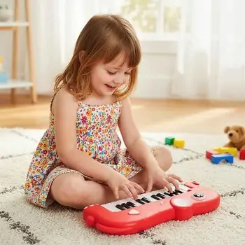 Elephant Red Piano With 25-Key And Light - სათამაშო პიანინო 25 კლავიშით, 3 image